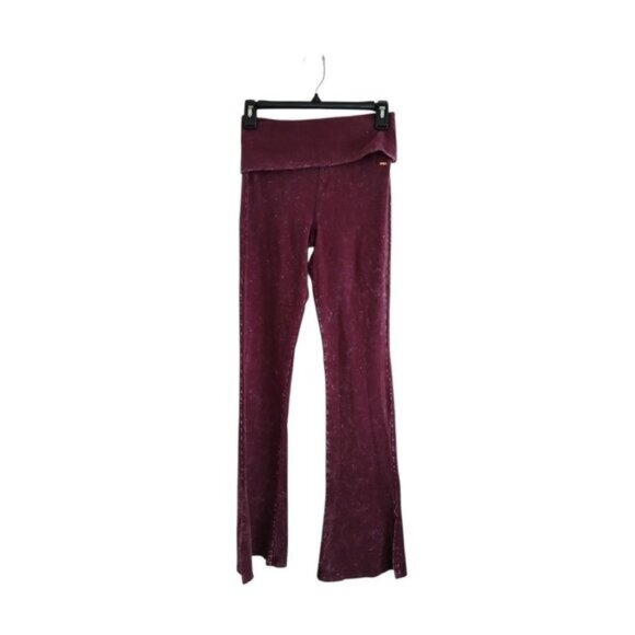 PINK VICTORIA'S SECRET 90s Y2K Foldover Flare Legging Rich Maroon Purple Size S - Picture 1 of 5